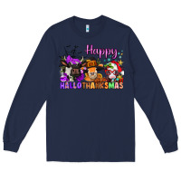Navy happy hallothanksmas cows  nancy Long Sleeve Tee - NancyCooperArtShop