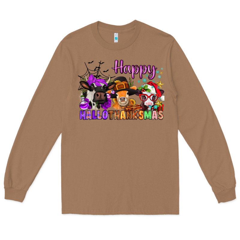 Happy Hallothanksmas Cows  Nancy Long Sleeve Tee by NancyCooperArtShop | Teevron