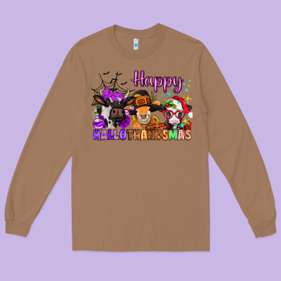 Happy Hallothanksmas Cows  Nancy Long Sleeve Tee Designed By Nancycooperartshop