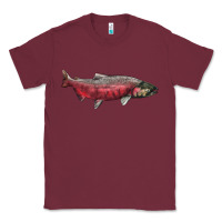 Burgundy Chinook Salmon Fish Illustrations Classic Tee - LillyAllenDesigns