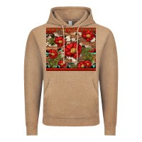 Vintage Coffee red flower and cactus with cowhide and aztec Vintage Hoodie - Artiststas