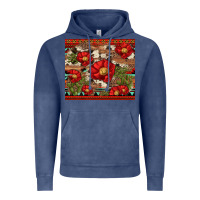 Vintage Denim red flower and cactus with cowhide and aztec Vintage Hoodie - Artiststas