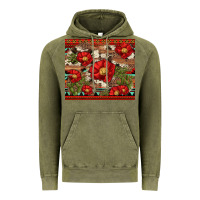 Vintage Olive red flower and cactus with cowhide and aztec Vintage Hoodie - Artiststas