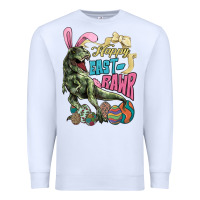 White Happy Easter Day T-rex Premium Sweatshirt - NancyCooperArtShop