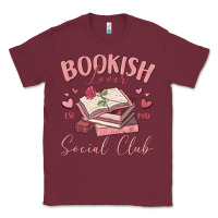 Burgundy bookish lover social club Classic Tee - MaliasSmallBusiness