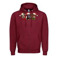 Burgundy christmas heifers Zipper Hoodie - LillyAllenDesigns