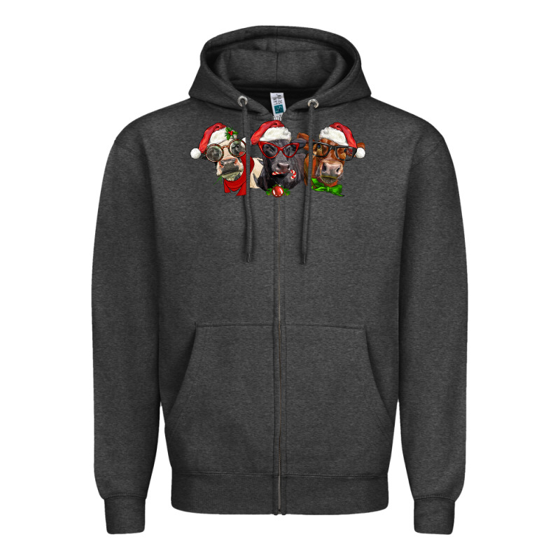 Christmas Heifers Zipper Hoodie by LillyAllenDesigns | Teevron