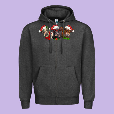 Christmas Heifers Zipper Hoodie Designed By Lillyallendesigns