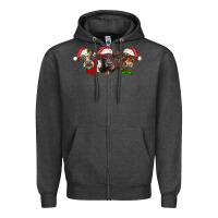 Charcoal Heather christmas heifers Zipper Hoodie - LillyAllenDesigns