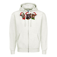 Oatmeal Heather christmas heifers Zipper Hoodie - LillyAllenDesigns