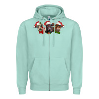 Seafoam christmas heifers Zipper Hoodie - LillyAllenDesigns