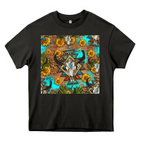 Asphalt aztec bull skull seamless pattern Heavy Core Tee - HRA Design Shop