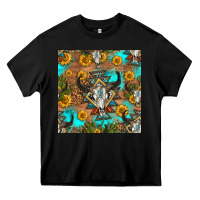 Black aztec bull skull seamless pattern Heavy Core Tee - HRA Design Shop