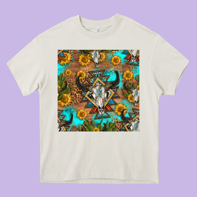 Aztec Bull Skull Seamless Pattern Heavy Core Tee Designed By Hra Design Shop