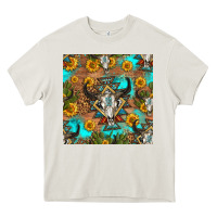 Cream aztec bull skull seamless pattern Heavy Core Tee - HRA Design Shop