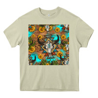 Mossy aztec bull skull seamless pattern Heavy Core Tee - HRA Design Shop