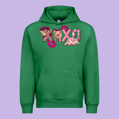 Valentine's Day Pig Xoxo Urban Hoodie Designed By Fadigitalartstudio