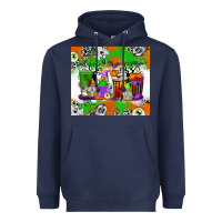 Navy Halloween Coffee Cups Heavyweight Hoodie - texasbilliewilder