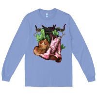 Colony Blue cowgirl boots hat horns cactus Long Sleeve Tee - NancyCooperArtShop