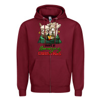 Burgundy have a llamazing christmas alpaca head Zipper Hoodie - LillyAllenDesigns