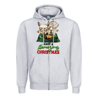 Heather Grey have a llamazing christmas alpaca head Zipper Hoodie - LillyAllenDesigns