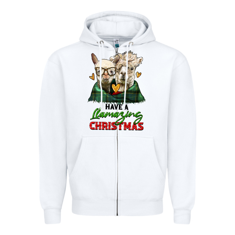 Have A Llamazing Christmas Alpaca Head Zipper Hoodie by LillyAllenDesigns | Teevron