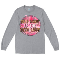 Heather Grey self love is the best love Long Sleeve Tee - MaliasSmallBusiness