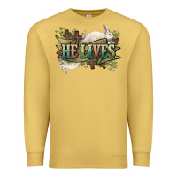 Antique Gold He lives Easter Premium Sweatshirt - NancyCooperArtShop