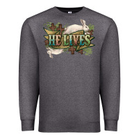 Charcoal Heather He lives Easter Premium Sweatshirt - NancyCooperArtShop