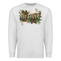 Oatmeal Heather He lives Easter Premium Sweatshirt - NancyCooperArtShop