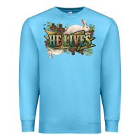 Ocean Blue He lives Easter Premium Sweatshirt - NancyCooperArtShop