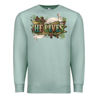Seafoam He lives Easter Premium Sweatshirt - NancyCooperArtShop