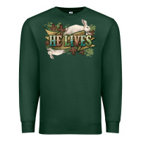 Sports Green He lives Easter Premium Sweatshirt - NancyCooperArtShop