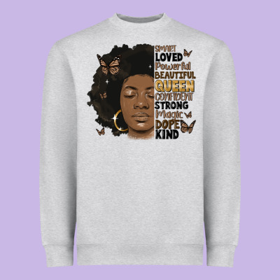Afro Woman Smart Loved Powerful Heavyweight Sweatshirt Designed By Maliassmallbusiness