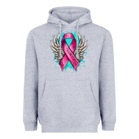 Cancer Ribbon With Angel Wings Heavyweight Hoodie | Teevron