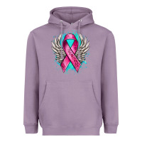 Lavender cancer ribbon with angel wings Heavyweight Hoodie - NancyCooperArtShop