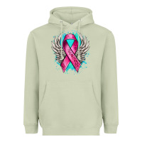 Matcha cancer ribbon with angel wings Heavyweight Hoodie - NancyCooperArtShop