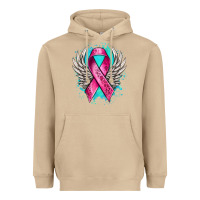 Mushroom cancer ribbon with angel wings Heavyweight Hoodie - NancyCooperArtShop