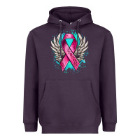 Plum cancer ribbon with angel wings Heavyweight Hoodie - NancyCooperArtShop
