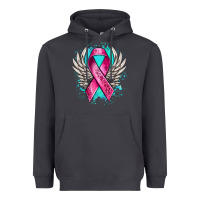 Smoke cancer ribbon with angel wings Heavyweight Hoodie - NancyCooperArtShop