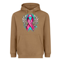 Toasted Coconut cancer ribbon with angel wings Heavyweight Hoodie - NancyCooperArtShop