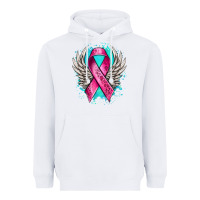 White cancer ribbon with angel wings Heavyweight Hoodie - NancyCooperArtShop