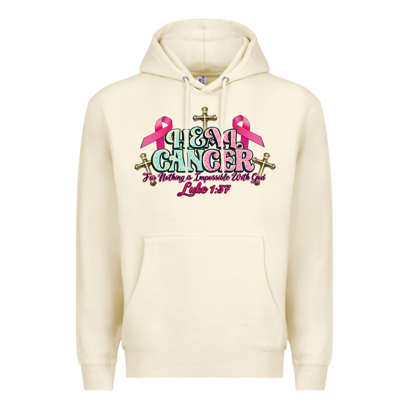 Heal Cancer Luke 1:37 Cross Cancer Awareness Premium Hoodie by HowdyJamesFarm | Teevron