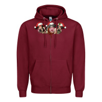 Burgundy christmas holstein cows Zipper Hoodie - LillyAllenDesigns