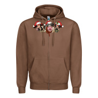 Chestnut christmas holstein cows Zipper Hoodie - LillyAllenDesigns