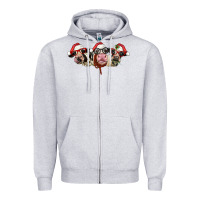 Heather Grey christmas holstein cows Zipper Hoodie - LillyAllenDesigns