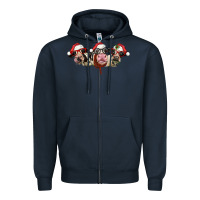 Navy christmas holstein cows Zipper Hoodie - LillyAllenDesigns