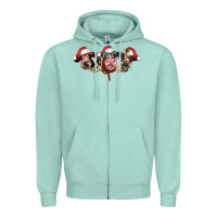 Seafoam christmas holstein cows Zipper Hoodie - LillyAllenDesigns