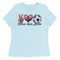 Baby Blue peace love soccer Ladies Tee - JahusDesignShop