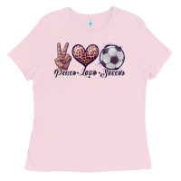 Bubblegum Pink peace love soccer Ladies Tee - JahusDesignShop